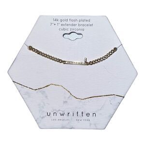 Unwritten Cubic Zirconia Initial Link Bracelet 14K Gold Plated "L" NWT